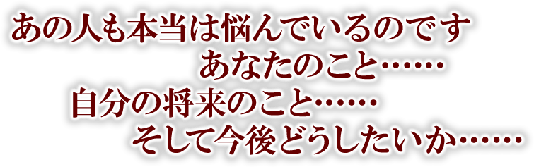 あの人も本当は悩んでいるのですあなたのこと……自分の将来のこと……そして今後どうしたいか……