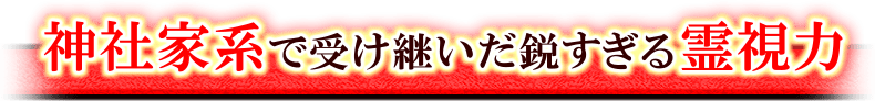 神社家系で受け継いだ鋭すぎる霊視力